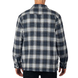 Alpine Swiss Felix Mens Fleece Flannel Jacket Heavyweight Zip-Up Plaid Shacket – Blue Gray