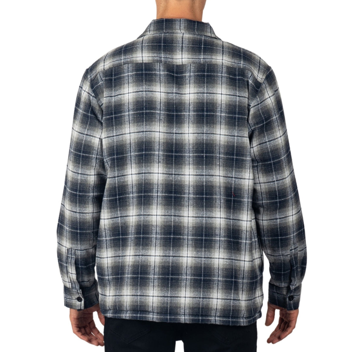 Alpine Swiss Felix Mens Fleece Flannel Jacket Heavyweight Zip-Up Plaid Shacket – Blue Gray