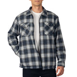 Alpine Swiss Felix Mens Fleece Flannel Jacket Heavyweight Zip-Up Plaid Shacket – Blue Gray
