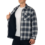 Alpine Swiss Felix Mens Fleece Flannel Jacket Heavyweight Zip-Up Plaid Shacket – Blue Gray