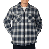 Alpine Swiss Felix Mens Fleece Flannel Jacket Heavyweight Zip-Up Plaid Shacket – Blue Gray