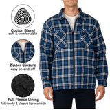 Alpine Swiss Felix Mens Fleece Flannel Jacket Heavyweight Zip-Up Plaid Shacket – Navy Blue