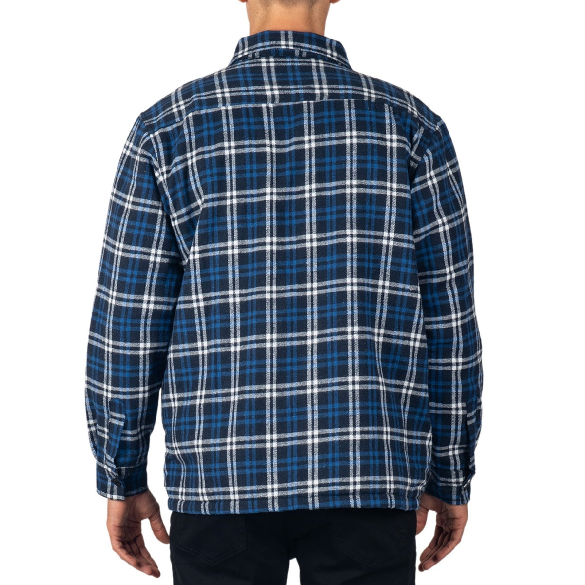 Alpine Swiss Felix Mens Fleece Flannel Jacket Heavyweight Zip-Up Plaid Shacket – Navy Blue