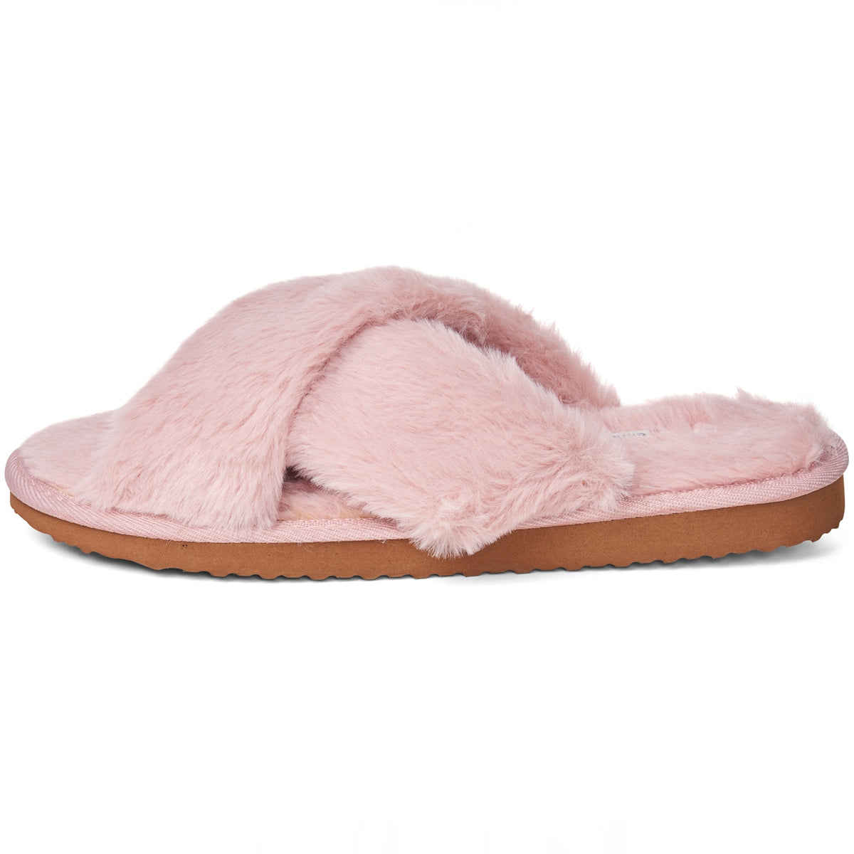 Alpine Swiss Women Fuzzy Fluffy Faux Fur Slippers Memory Foam Indoor House Shoes – Peach