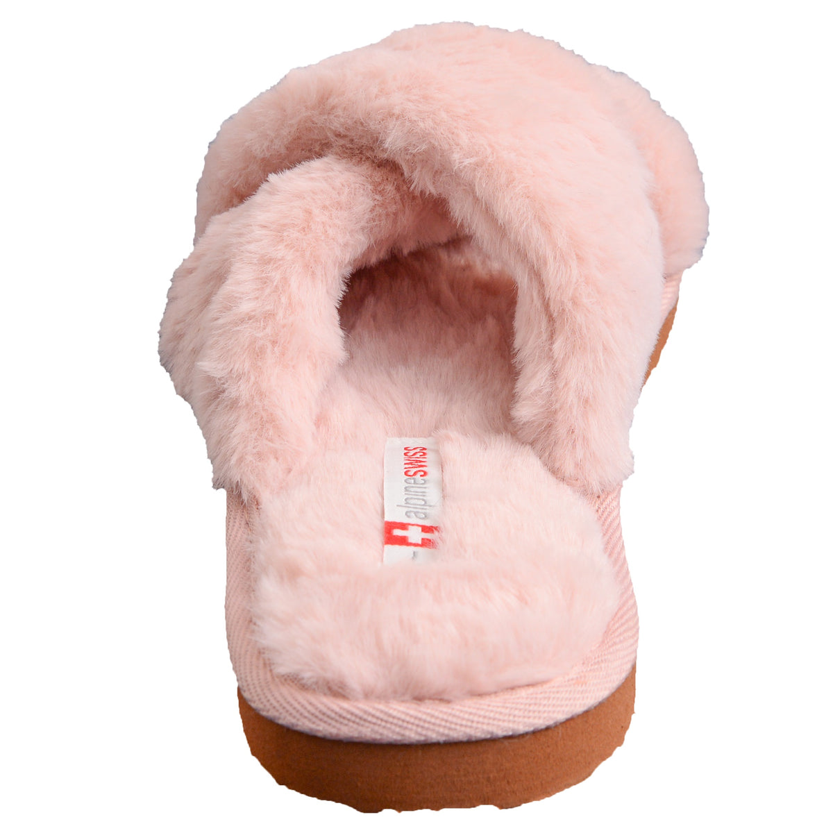 Alpine Swiss Women Fuzzy Fluffy Faux Fur Slippers Memory Foam Indoor House Shoes – Peach