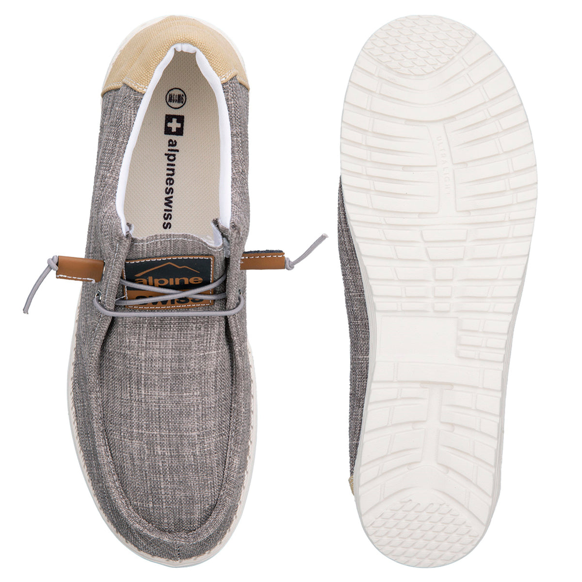 Alpine Swiss Flynn Mens Boat Shoes Lightweight Slip-On Loafers Moc Toe Sailing Deck – Khaki