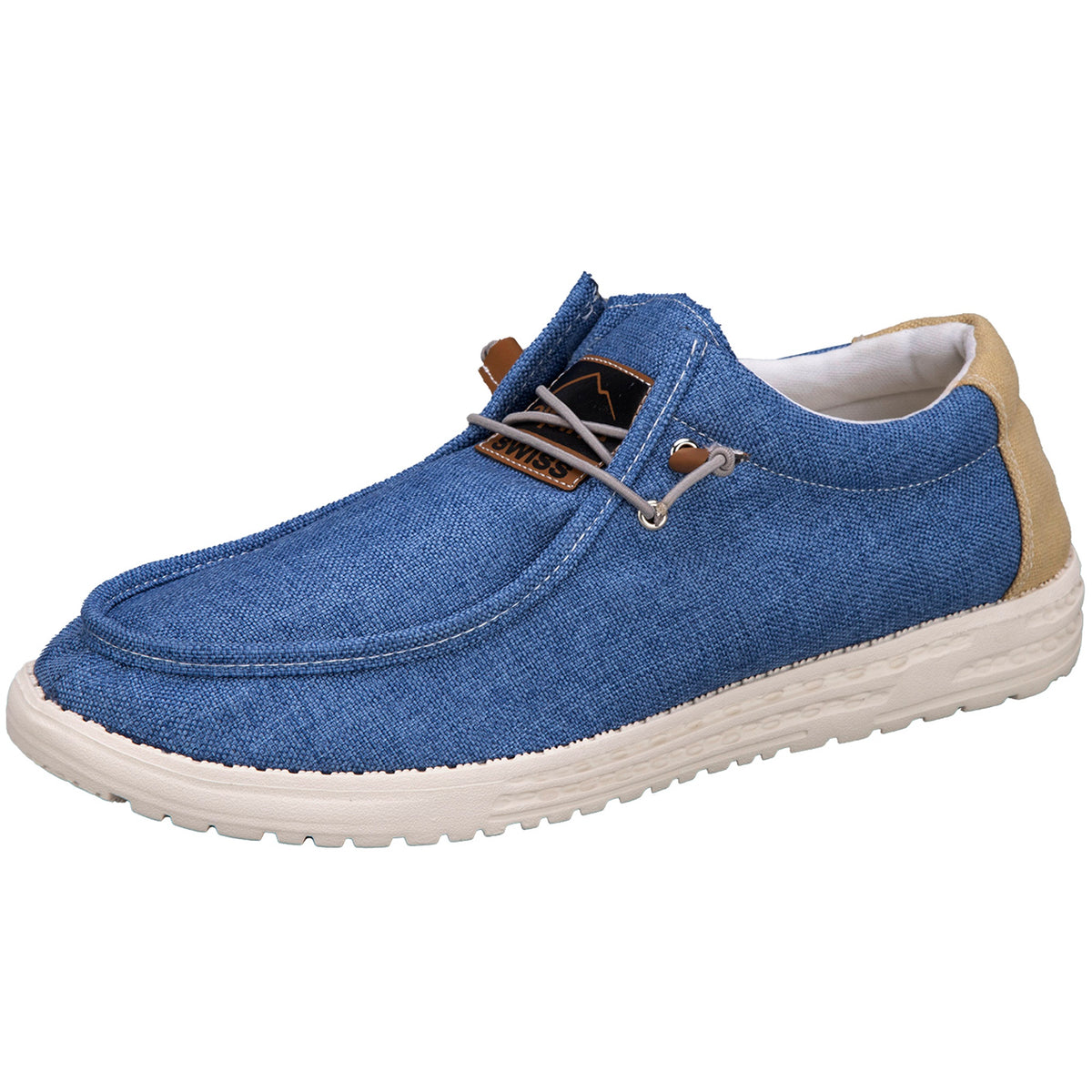 Alpine Swiss Flynn Mens Boat Shoes Lightweight Slip-On Loafers Moc Toe Sailing Deck – Light Blue