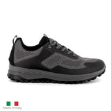 Alpine Swiss Mens Trail Hiking Sneaker Waterproof Made in Italy Athletic Shoes – Black Gray