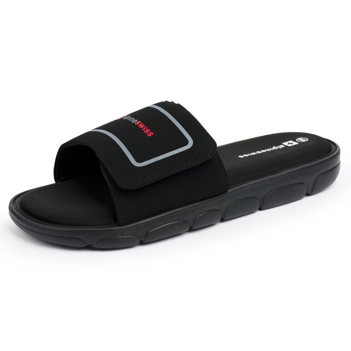 Alpine Swiss Gabe Cloud Slide Sandals For Men Shock-Absorbing Foam Insole With Arch – Black