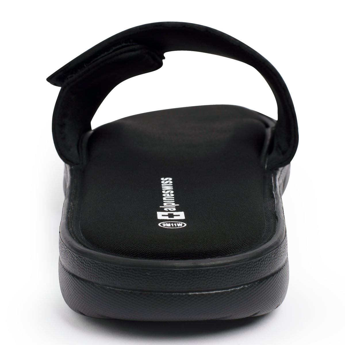 Alpine Swiss Gabe Cloud Slide Sandals For Men Shock-Absorbing Foam Insole With Arch – Black