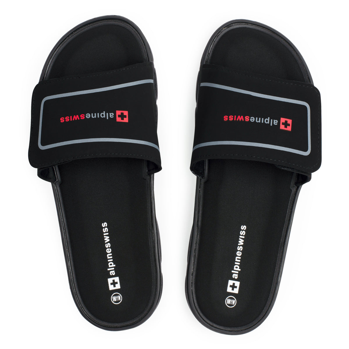 Alpine Swiss Gabe Cloud Slide Sandals For Men Shock-Absorbing Foam Insole With Arch – Black