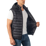 Alpine Swiss Gage Mens Hooded Puffer Vest Down Alternative Packable Vest Jacket – Black
