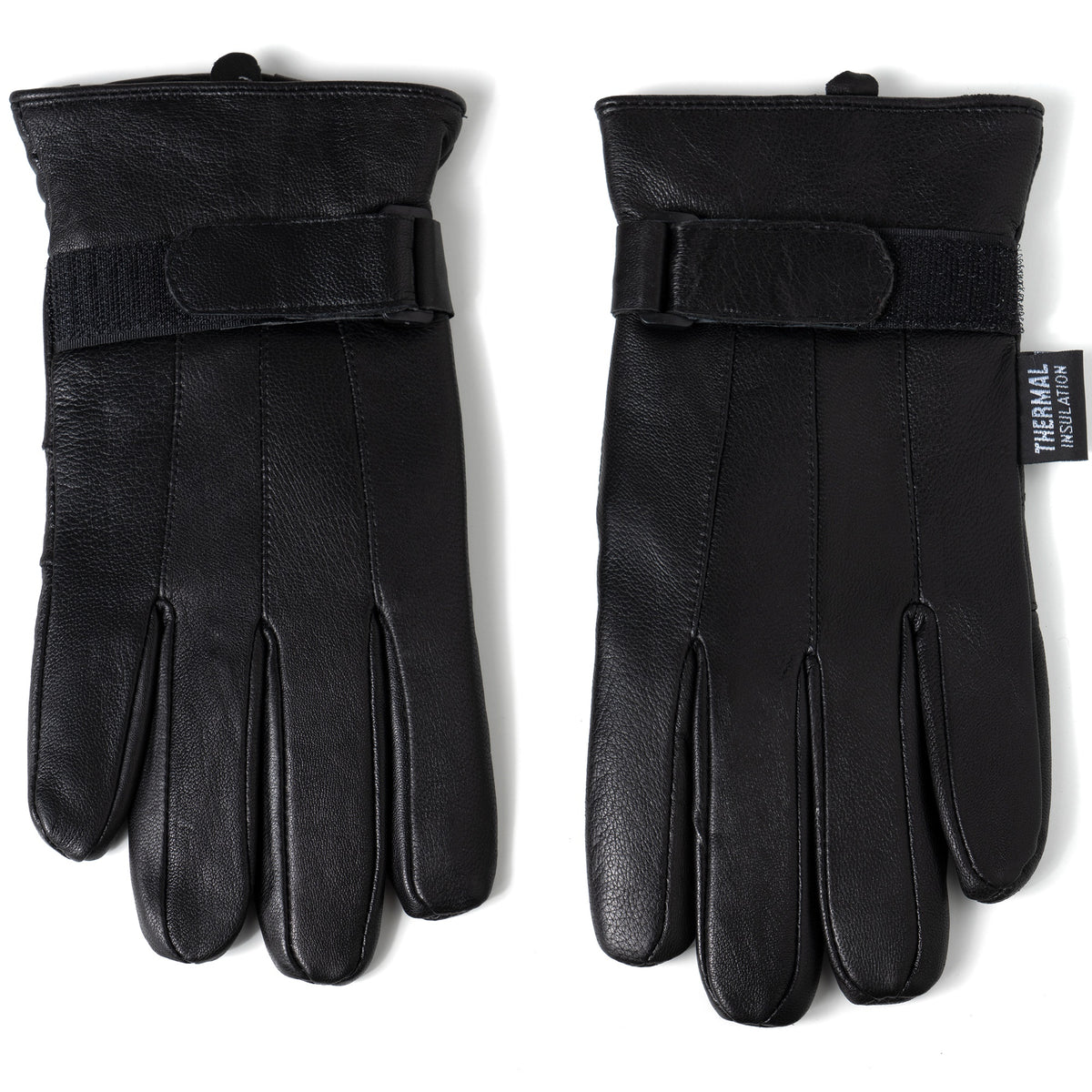Alpine Swiss Mens Gloves Dressy Genuine Leather Warm Thermal Lined Wrist Strap – Black