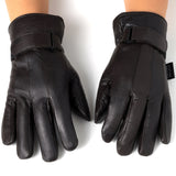 Alpine Swiss Mens Gloves Dressy Genuine Leather Warm Thermal Lined Wrist Strap – Brown