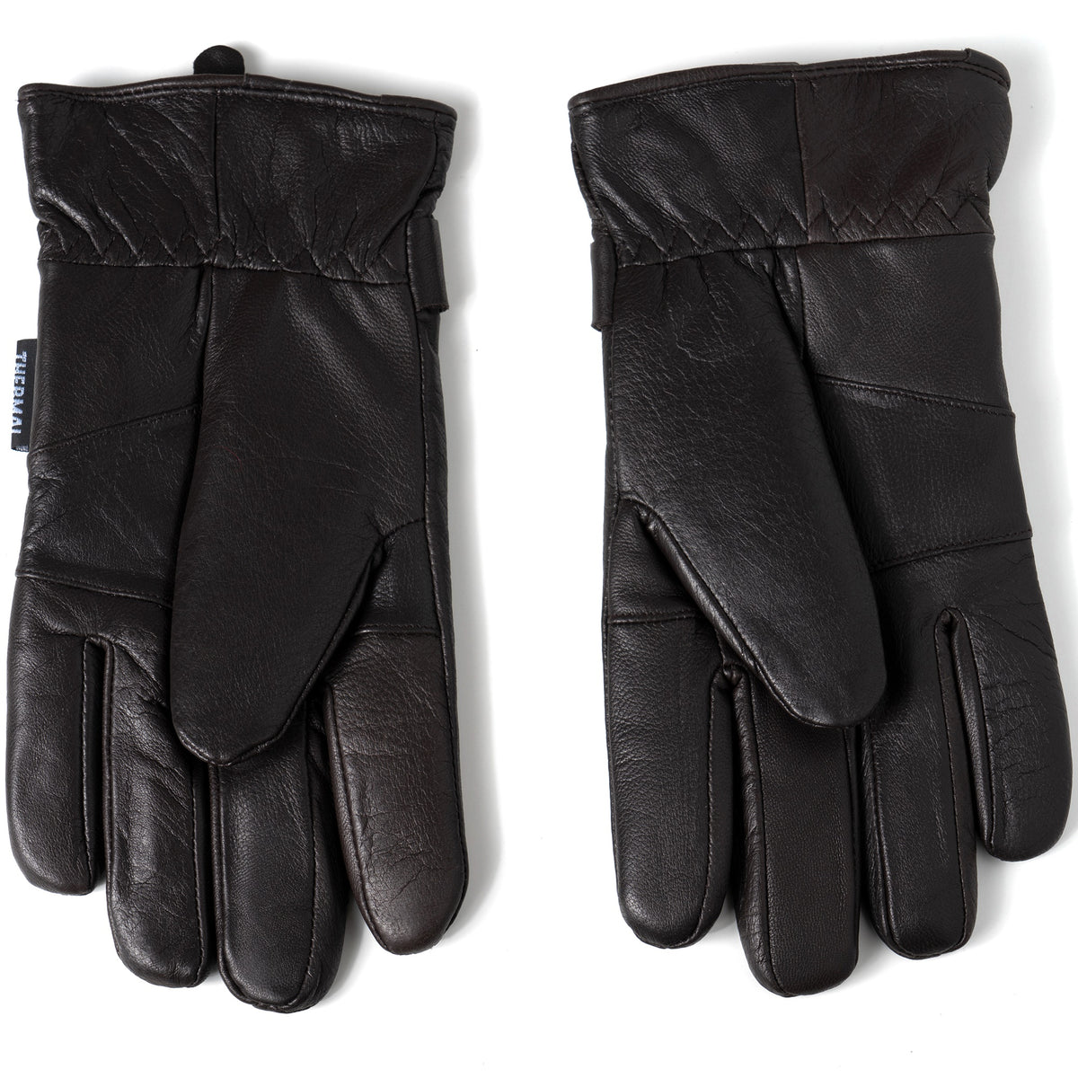 Alpine Swiss Mens Gloves Dressy Genuine Leather Warm Thermal Lined Wrist Strap – Brown