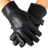 Alpine Swiss Mens Touch Screen Gloves Leather Thermal Lined Phone Texting Gloves – Black