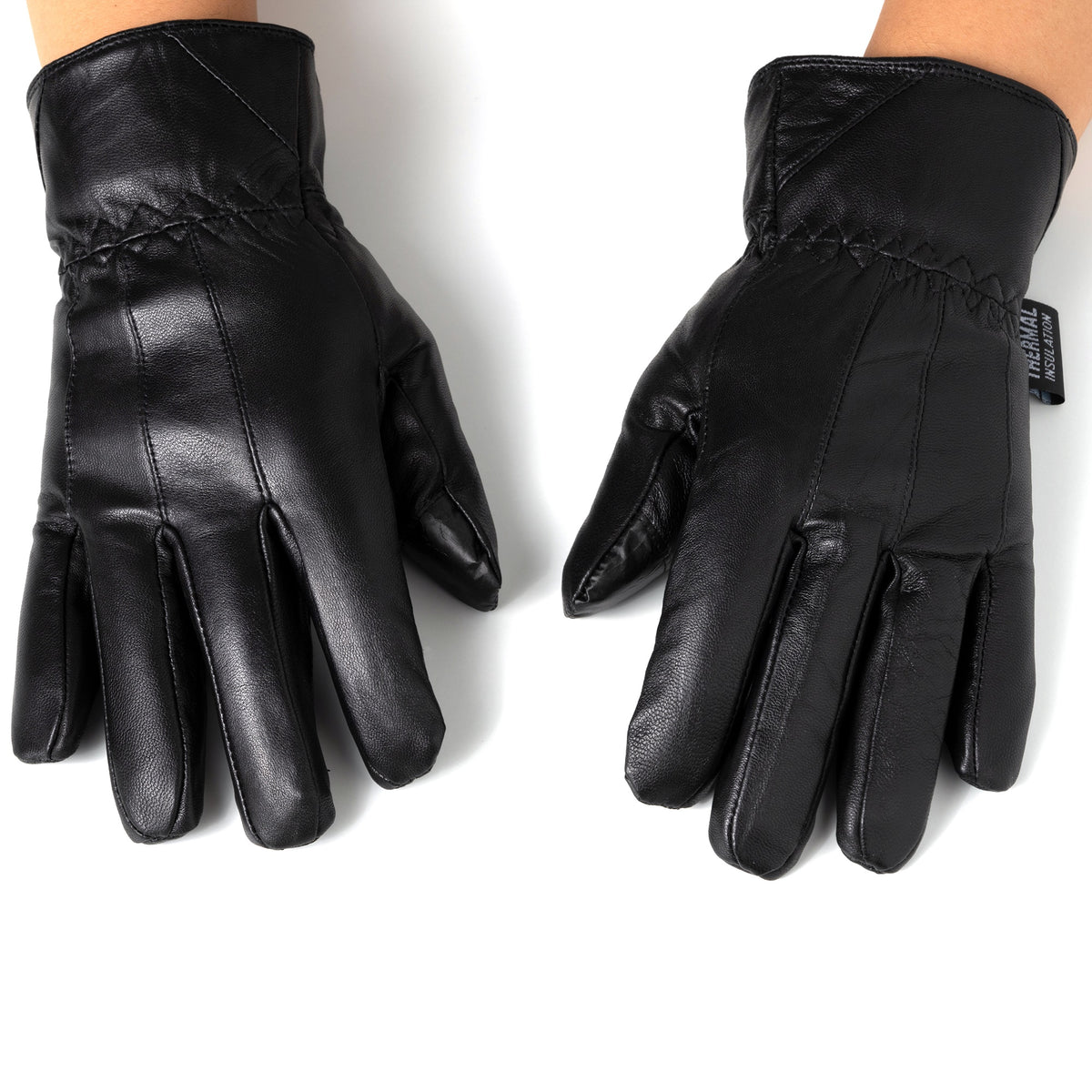 Alpine Swiss Mens Touch Screen Gloves Leather Thermal Lined Phone Texting Gloves – Black