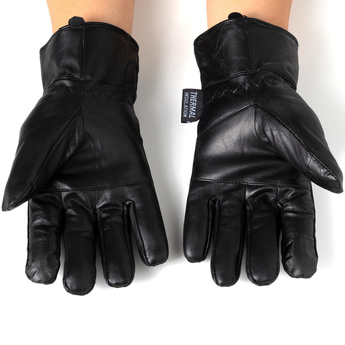 Alpine Swiss Mens Touch Screen Gloves Leather Thermal Lined Phone Texting Gloves – Black