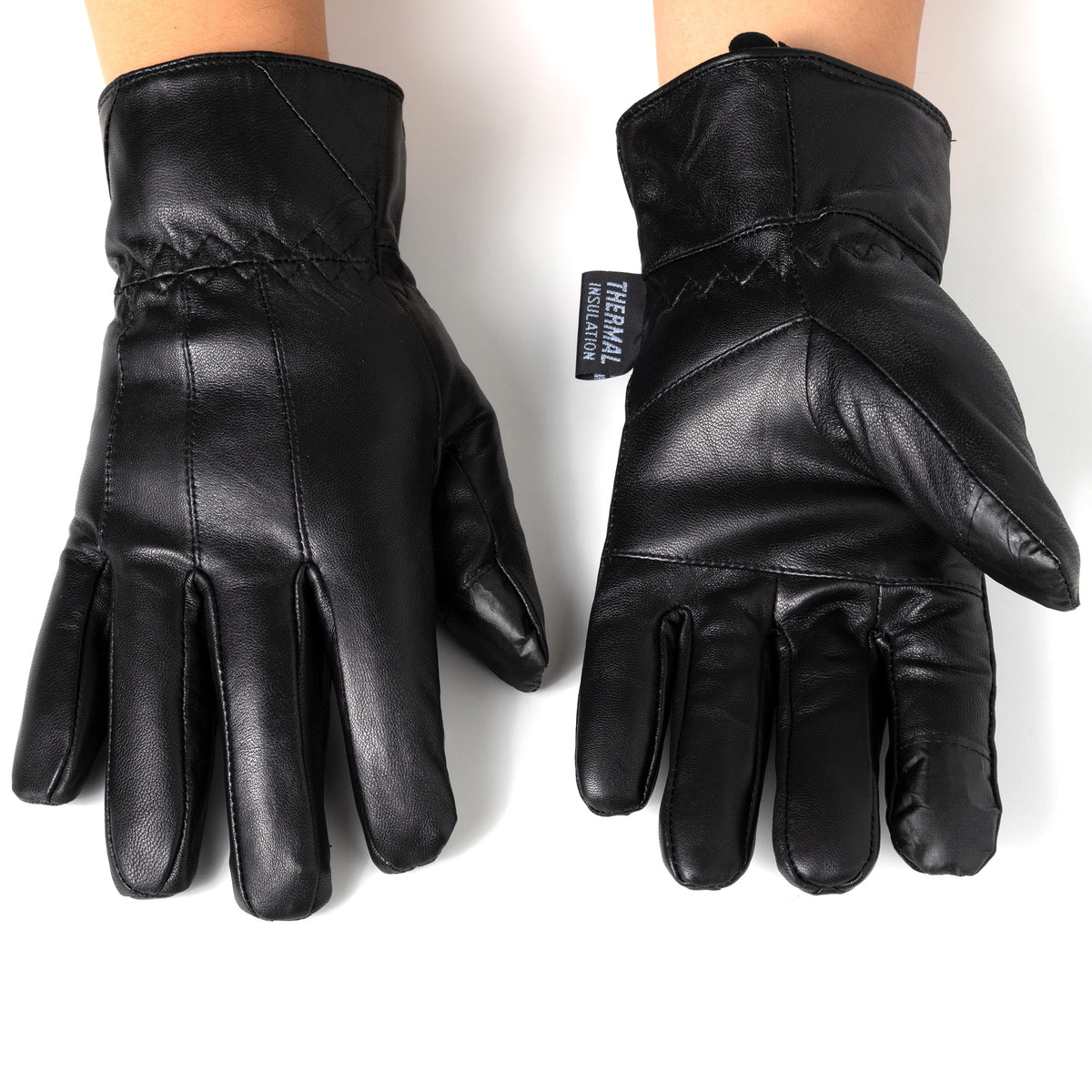 Alpine Swiss Mens Touch Screen Gloves Leather Thermal Lined Phone Texting Gloves – Black