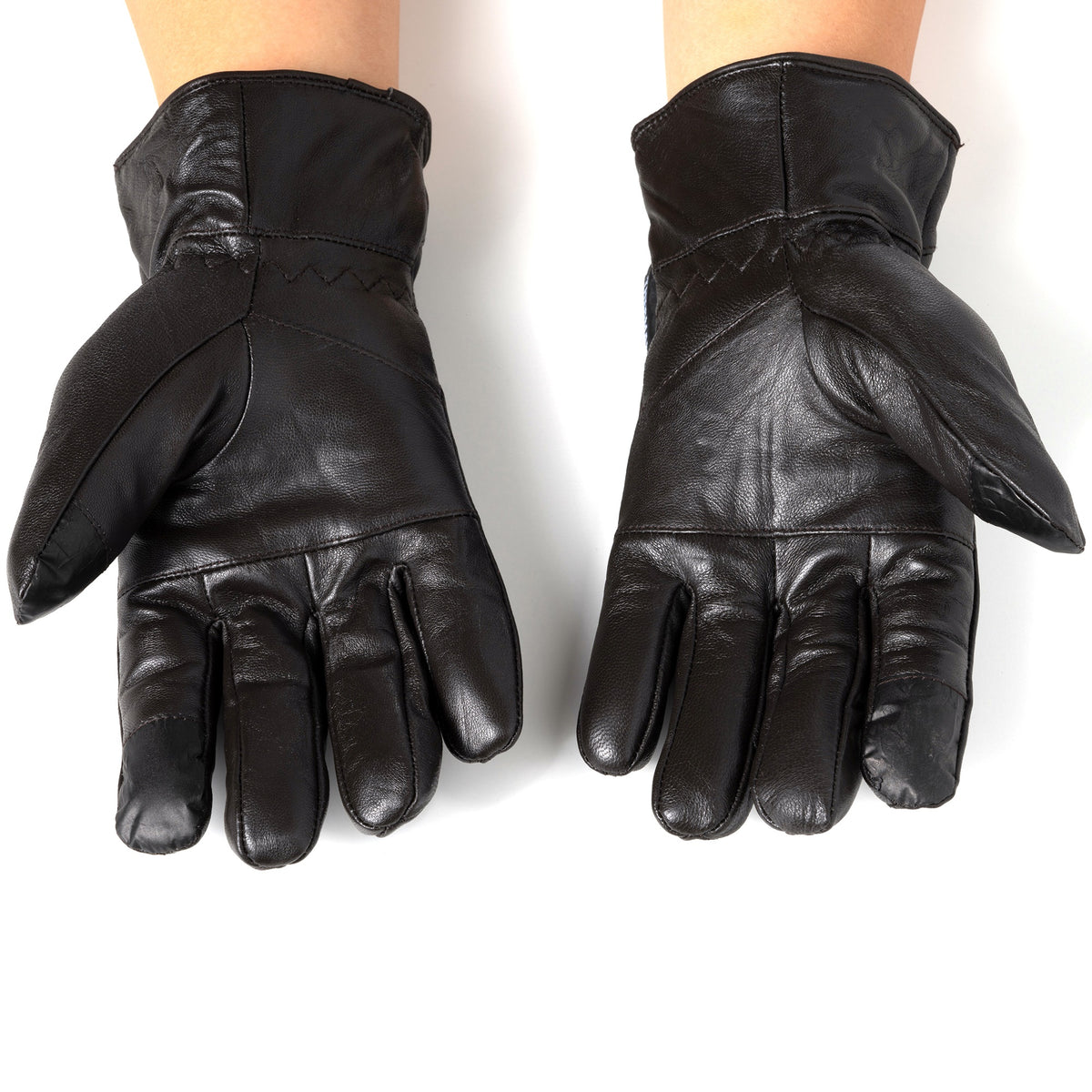 Alpine Swiss Mens Touch Screen Gloves Leather Thermal Lined Phone Texting Gloves – Brown