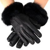 Alpine Swiss Womens Dressy Gloves Genuine Leather Thermal Lining Faux Fur Trim Cuff – Black