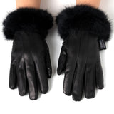 Alpine Swiss Womens Dressy Gloves Genuine Leather Thermal Lining Faux Fur Trim Cuff – Black
