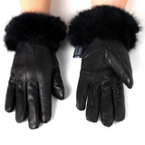 Alpine Swiss Womens Dressy Gloves Genuine Leather Thermal Lining Faux Fur Trim Cuff – Black