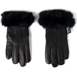 Alpine Swiss Womens Dressy Gloves Genuine Leather Thermal Lining Faux Fur Trim Cuff – Black