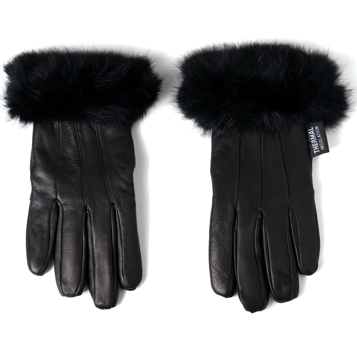 Alpine Swiss Womens Dressy Gloves Genuine Leather Thermal Lining Faux Fur Trim Cuff – Black