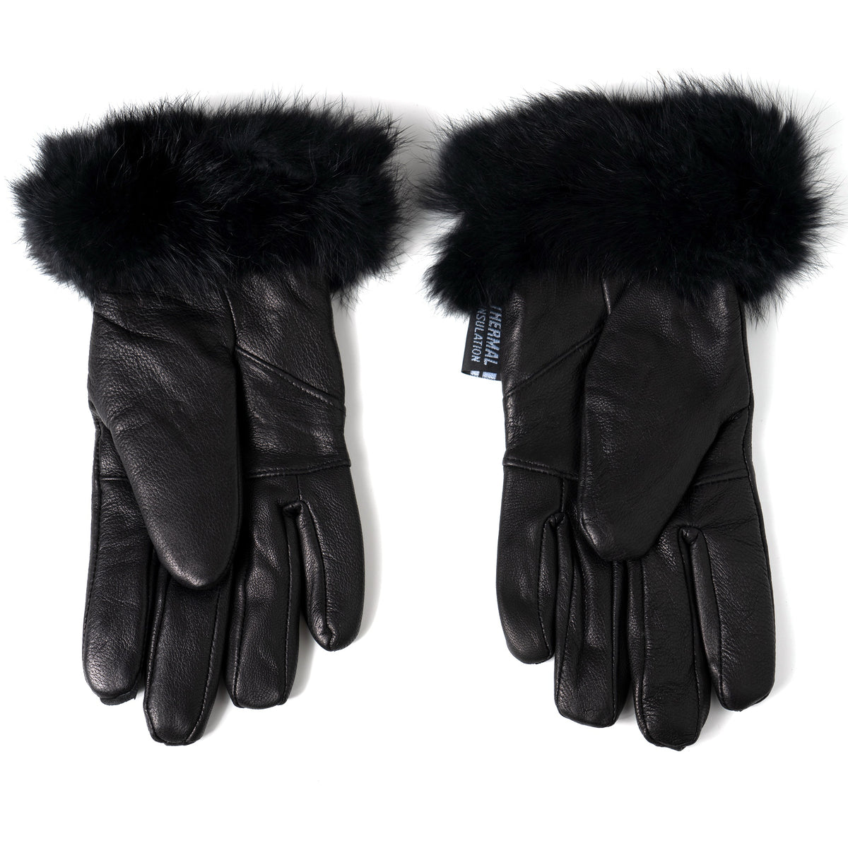 Alpine Swiss Womens Dressy Gloves Genuine Leather Thermal Lining Faux Fur Trim Cuff – Black