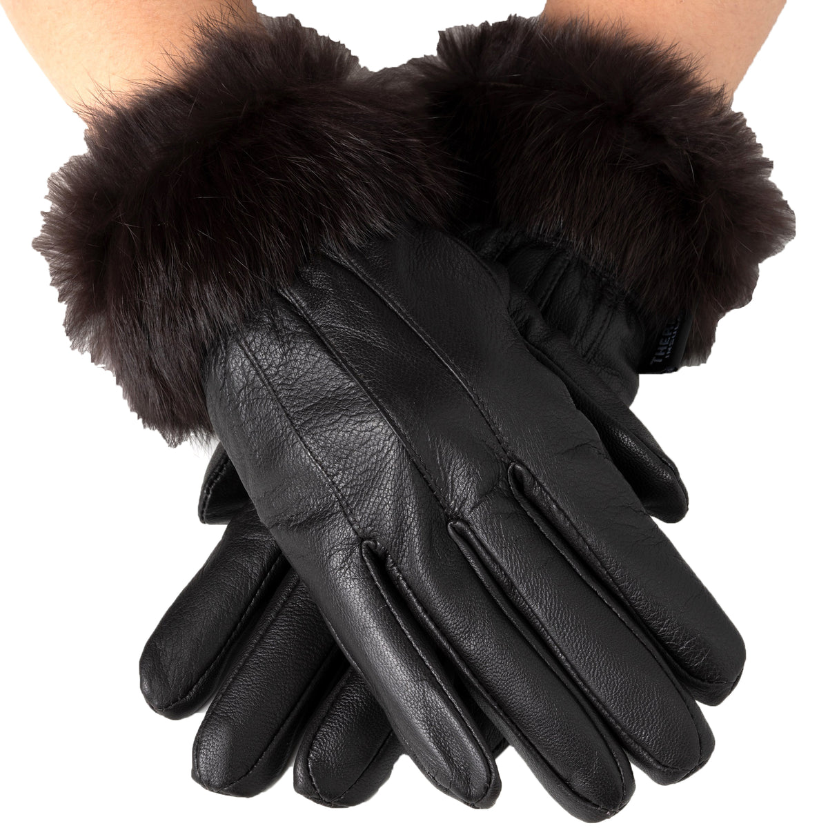 Alpine Swiss Womens Dressy Gloves Genuine Leather Thermal Lining Faux Fur Trim Cuff – Brown