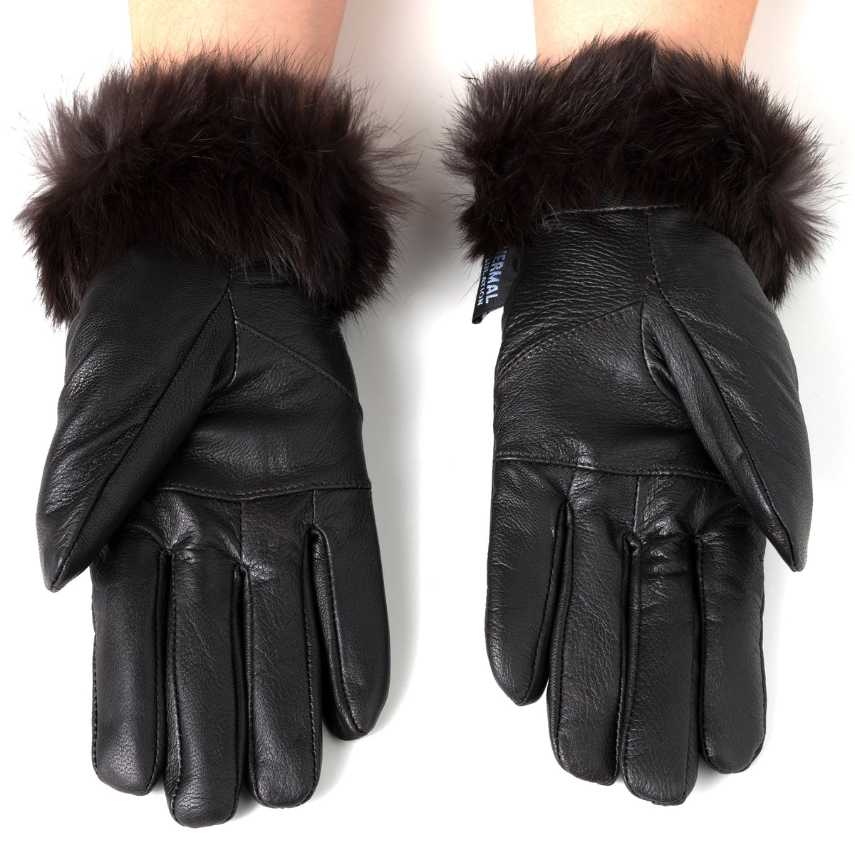 Alpine Swiss Womens Dressy Gloves Genuine Leather Thermal Lining Faux Fur Trim Cuff – Brown