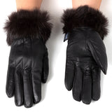 Alpine Swiss Womens Dressy Gloves Genuine Leather Thermal Lining Faux Fur Trim Cuff – Brown