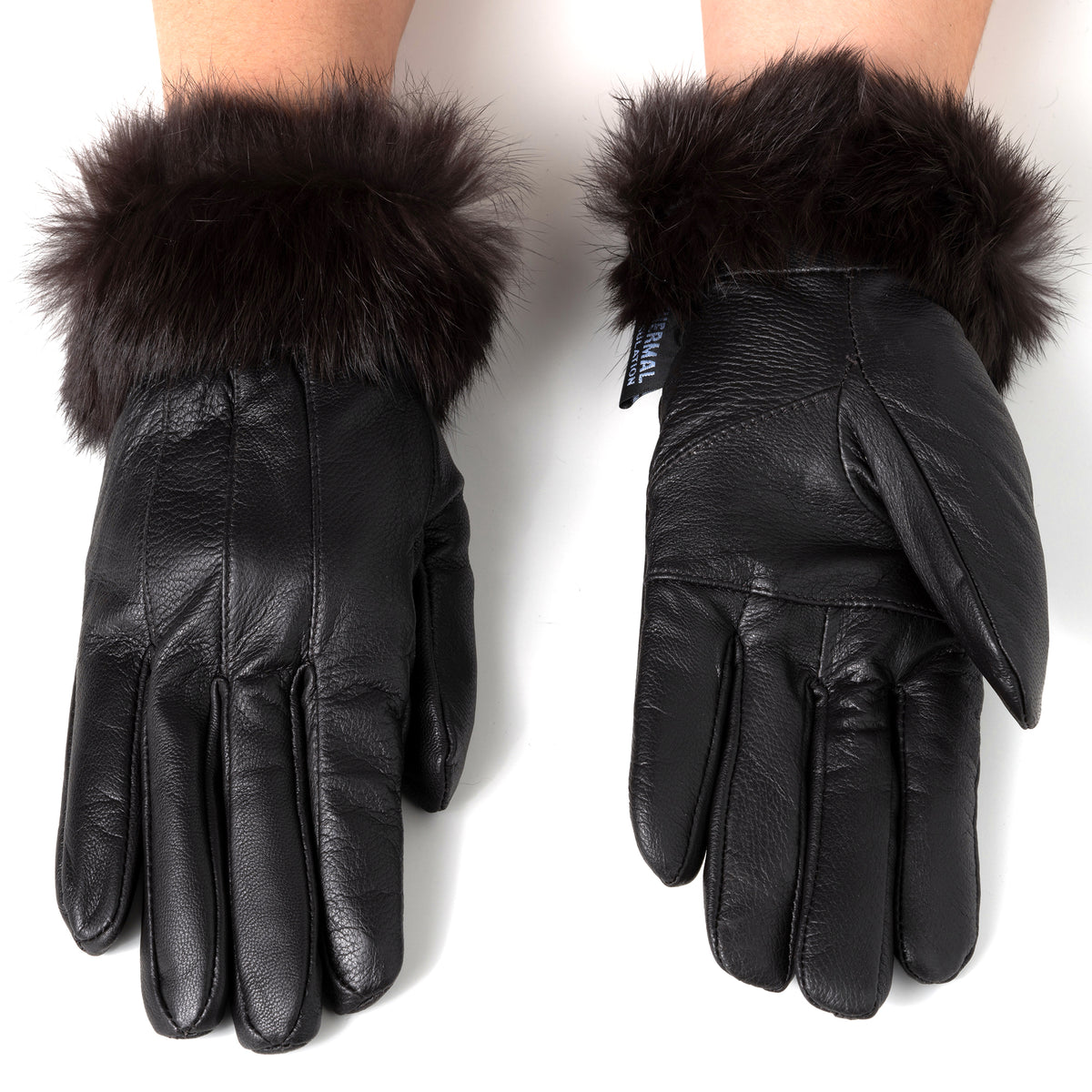 Alpine Swiss Womens Dressy Gloves Genuine Leather Thermal Lining Faux Fur Trim Cuff – Brown