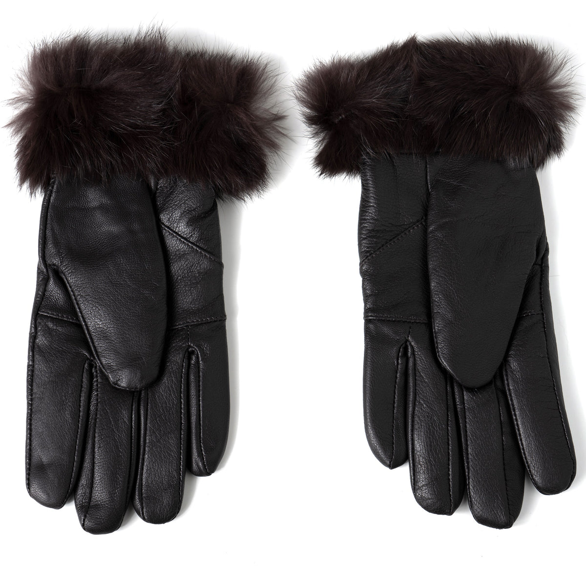 Alpine Swiss Womens Dressy Gloves Genuine Leather Thermal Lining Faux Fur Trim Cuff – Brown