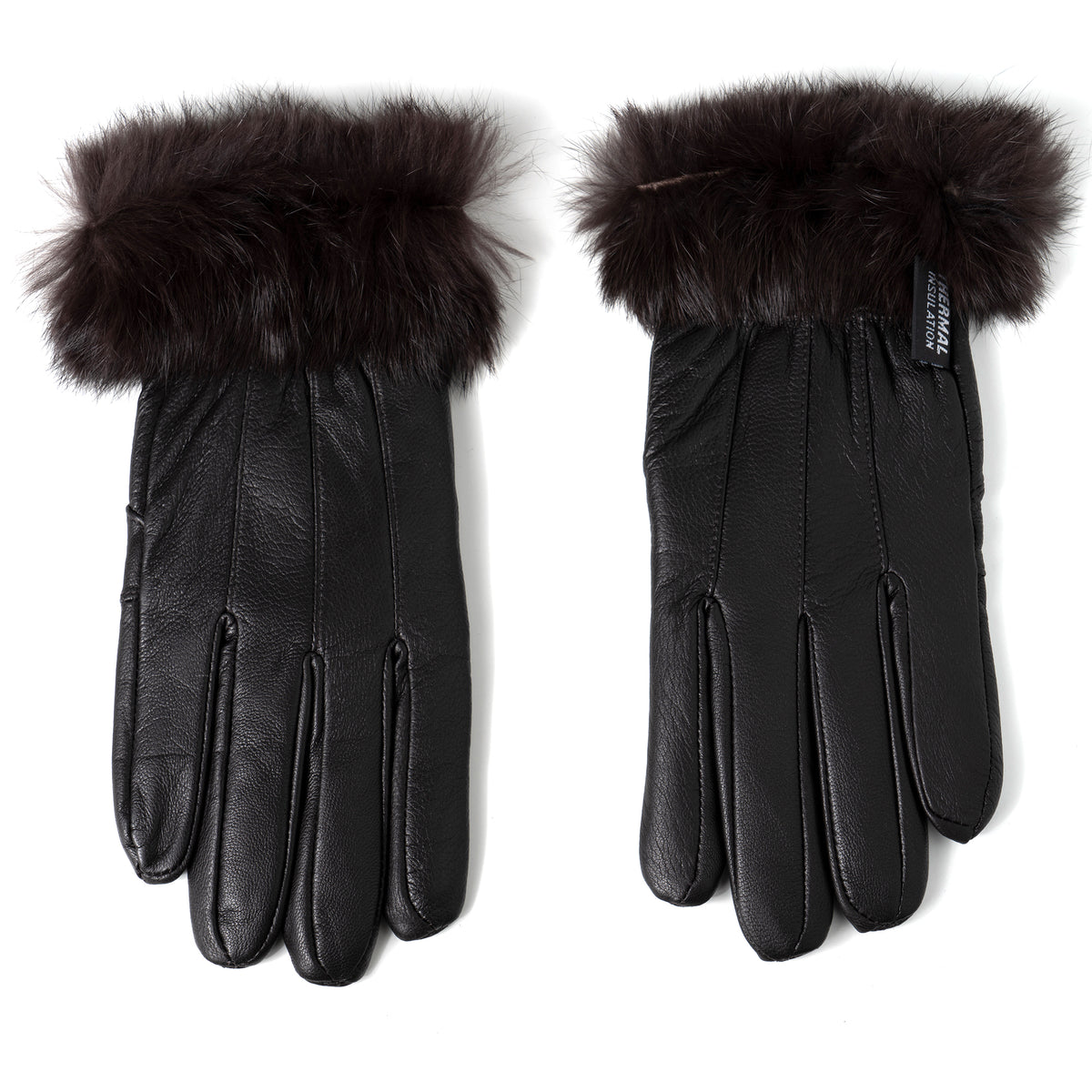Alpine Swiss Womens Dressy Gloves Genuine Leather Thermal Lining Faux Fur Trim Cuff – Brown