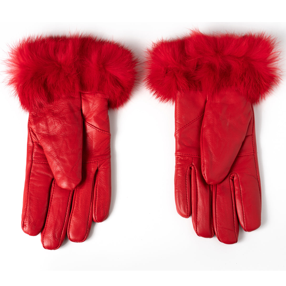 Alpine Swiss Womens Dressy Gloves Genuine Leather Thermal Lining Faux Fur Trim Cuff – Red