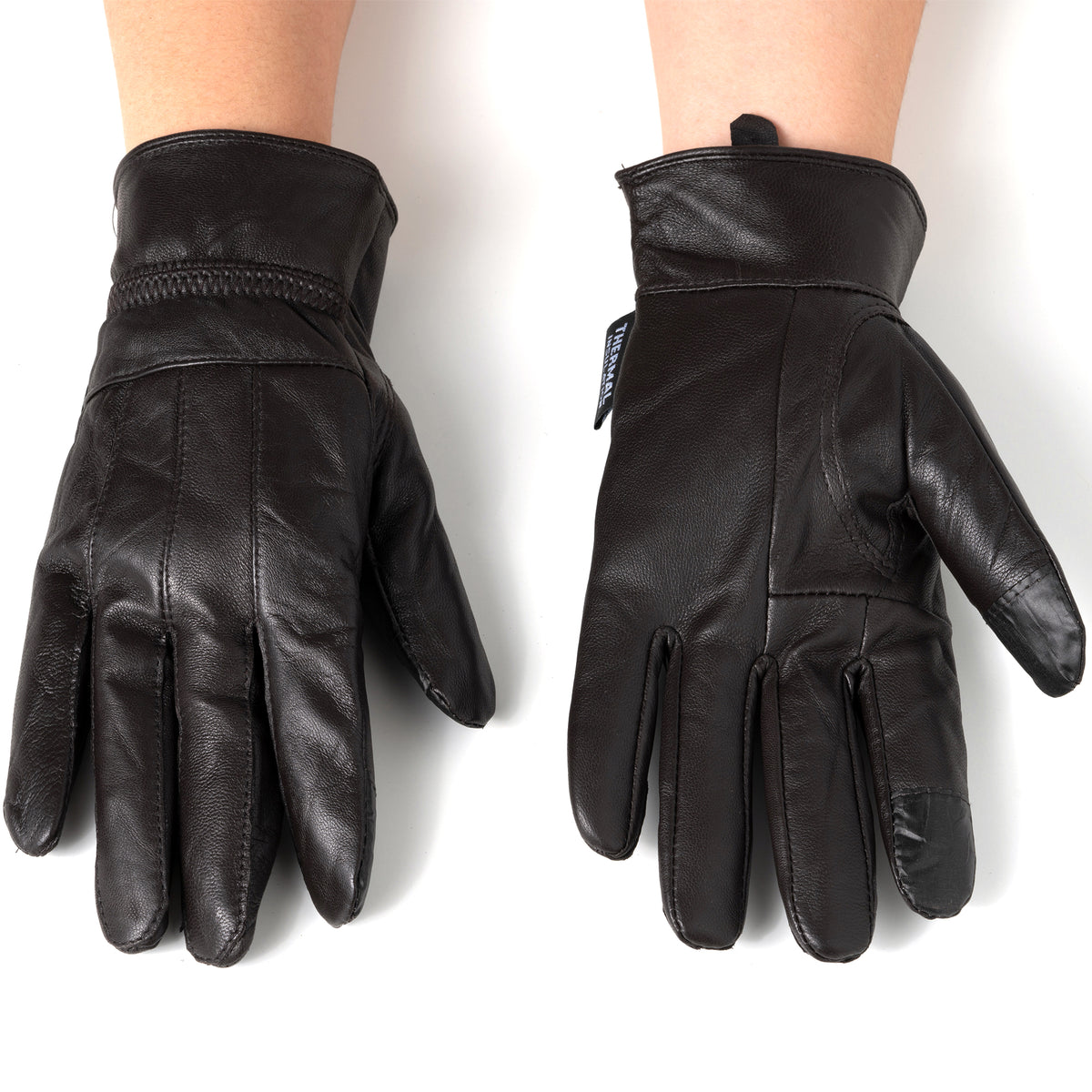 Alpine Swiss Womens Touch Screen Gloves Leather Phone Texting Glove Thermal Warm – Brown