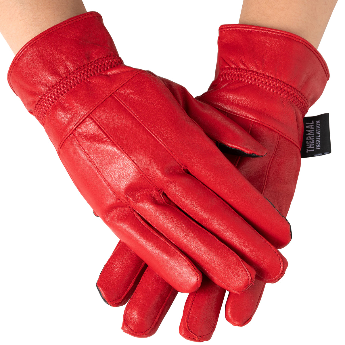 Alpine Swiss Womens Touch Screen Gloves Leather Phone Texting Glove Thermal Warm – Red