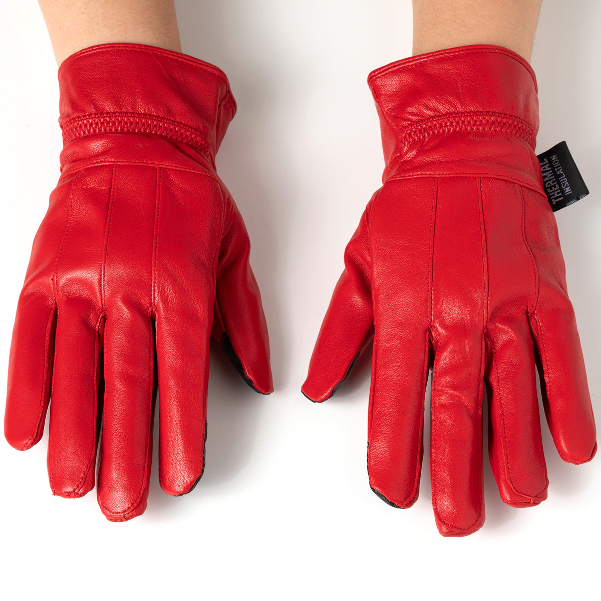 Alpine Swiss Womens Touch Screen Gloves Leather Phone Texting Glove Thermal Warm – Red