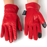 Alpine Swiss Womens Touch Screen Gloves Leather Phone Texting Glove Thermal Warm – Red