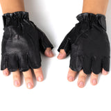 Alpine Swiss Mens Fingerless Gloves Genuine Leather for Workout Training Riding – Black