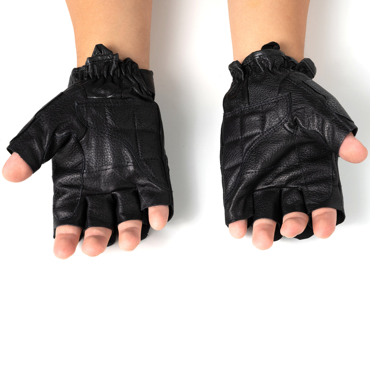 Alpine Swiss Mens Fingerless Gloves Genuine Leather for Workout Training Riding – Black