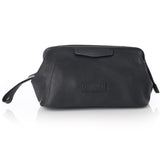 Alpine Swiss Lauter Toiletry Bag Genuine Leather Shaving Kit Dop Kit Travel Case – Black