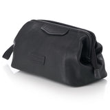 Alpine Swiss Lauter Toiletry Bag Genuine Leather Shaving Kit Dop Kit Travel Case – Black