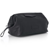 Alpine Swiss Lauter Toiletry Bag Genuine Leather Shaving Kit Dop Kit Travel Case – Black