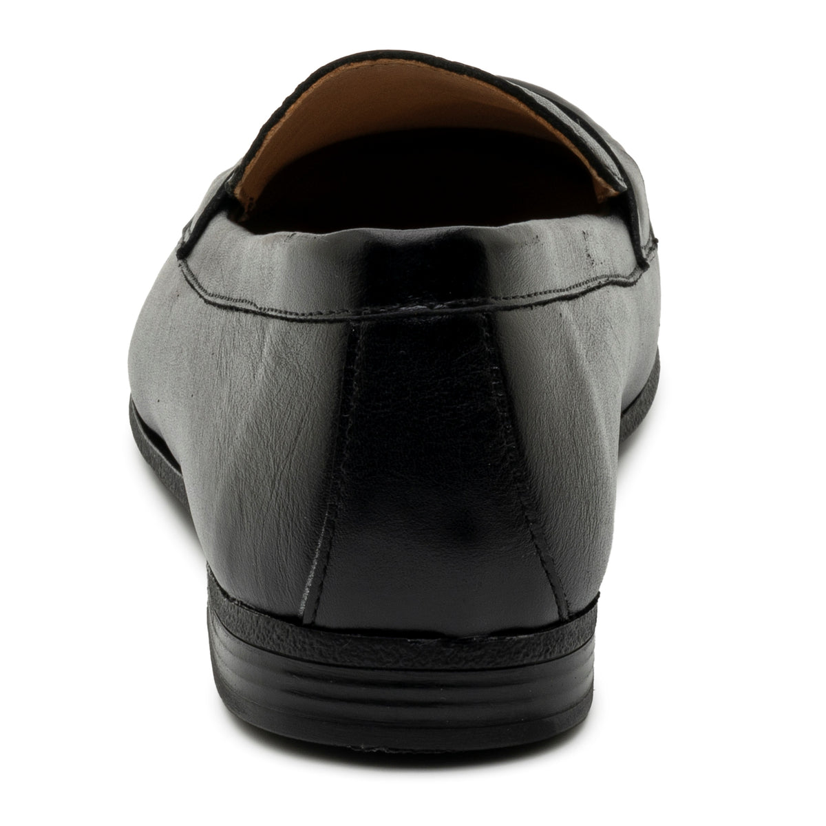 Alpine Swiss Helen Womens Leather Penny Loafers Comfortable Slip On Flat Shoes – Black Leather
