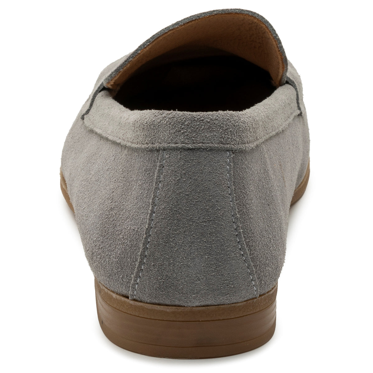Alpine Swiss Helen Womens Leather Penny Loafers Comfortable Slip On Flat Shoes – Gray Suede
