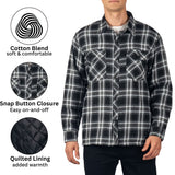 Alpine Swiss Henry Mens Quilted Flannel Jacket Warm Plaid Snap Front Shacket – Black Gray