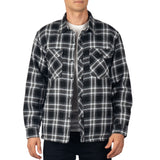 Alpine Swiss Henry Mens Quilted Flannel Jacket Warm Plaid Snap Front Shacket – Black Gray